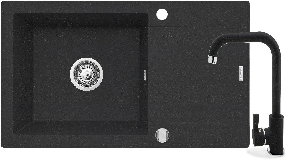 Pyramis Korfu mosogató csapteleppel fekete/fekete 070060901SN