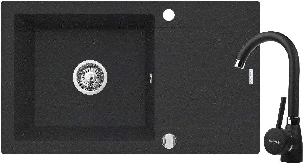 Pyramis Korfu mosogató csapteleppel fekete/fekete 070060901BN
