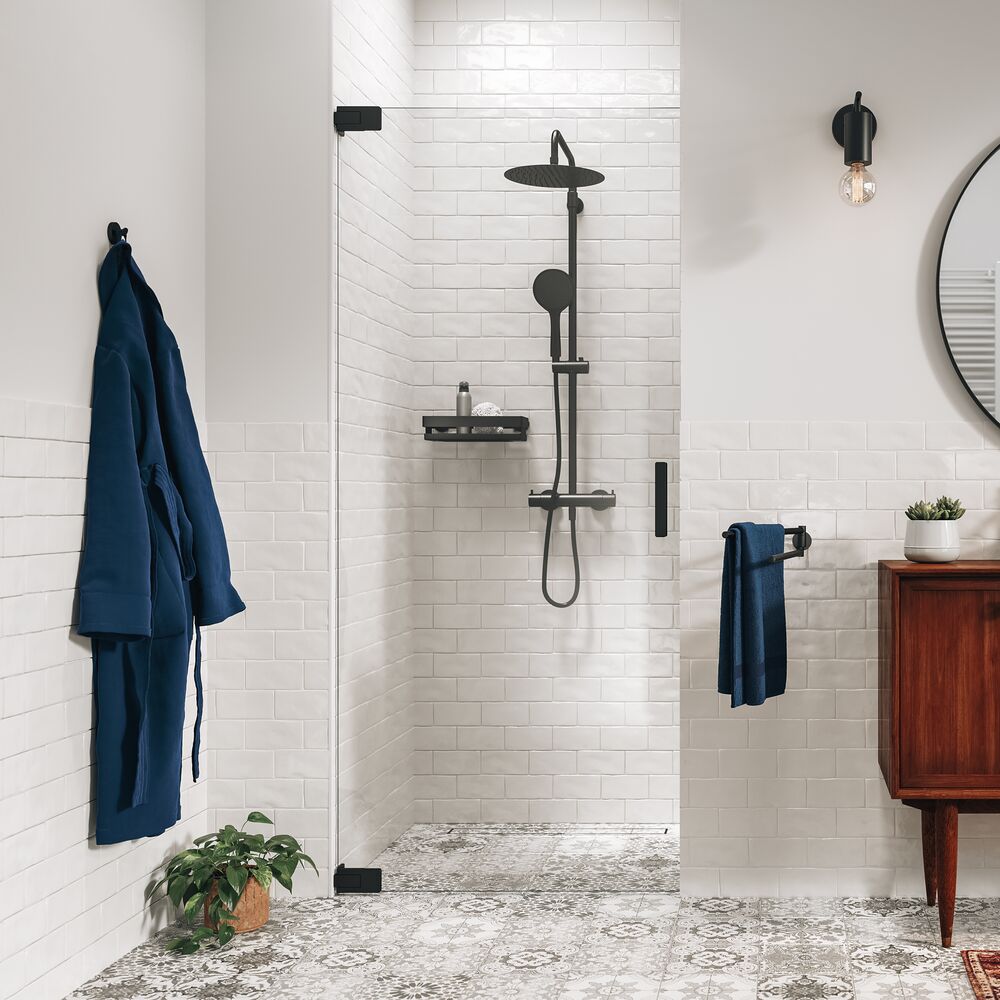 Sealskin Pure zuhanyajtók 90 cm dönthető fekete matt/átlátszó üveg PU140906195100