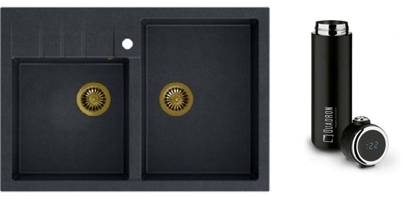Készlet graniteQ mosogató Quadron Bill HCQB9062U8_PVDG1, termikus bögre Quadron M0051