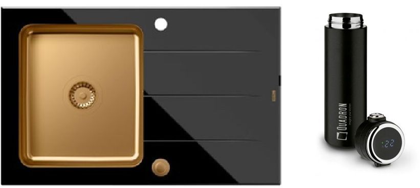 Készlet üveg és acél mosogató Quadron Ford HB3578SC3C1_P2O, termikus bögre Quadron M0051