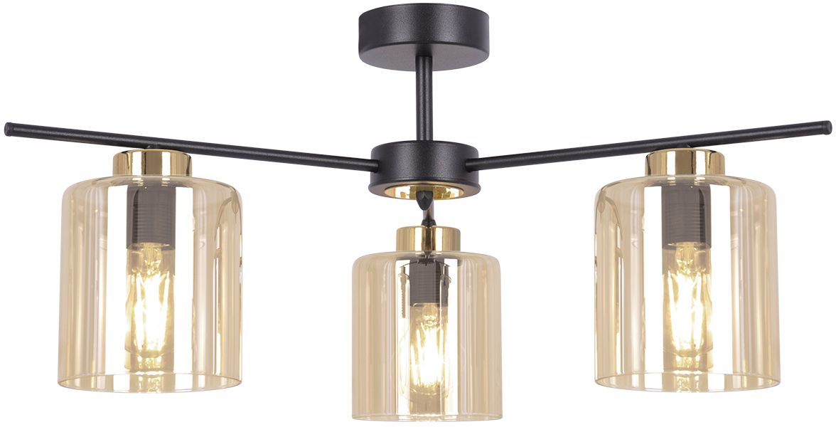 Kaja Aurelia mennyezeti lámpa 3x15 W fekete-arany-borostyán K-5521