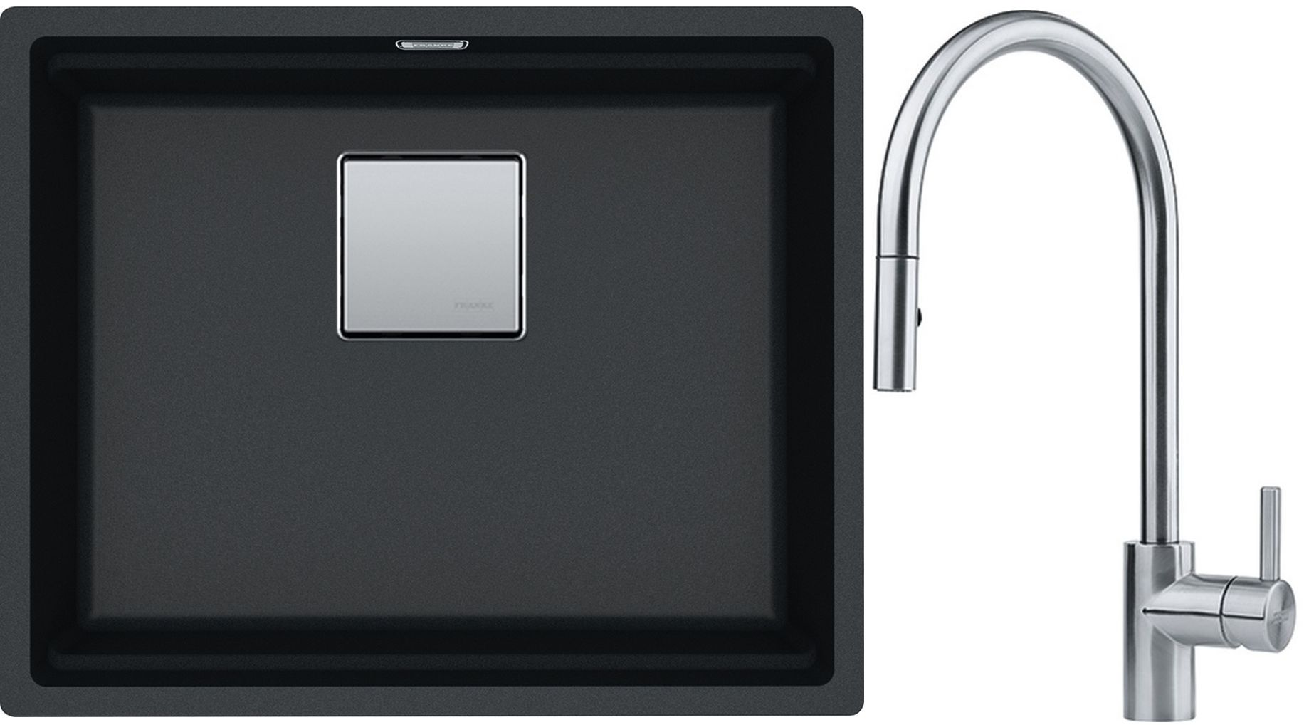 Készlet gránit mosogató Franke Kanon 125.0528.612, konyhai csaptelep Franke Eos 115.0590.045
