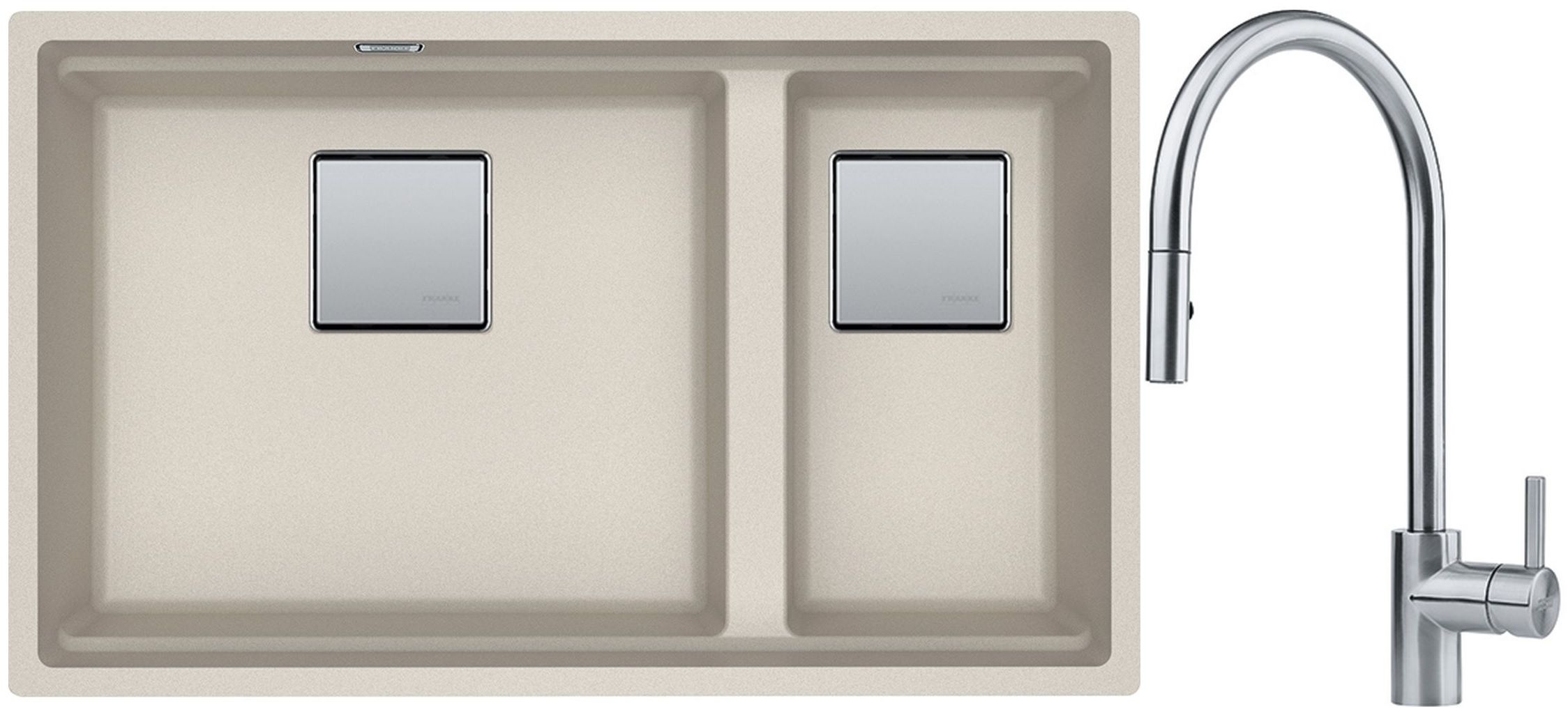 Készlet gránit mosogató Franke Kanon 125.0528.634, konyhai csaptelep Franke Eos 115.0590.045