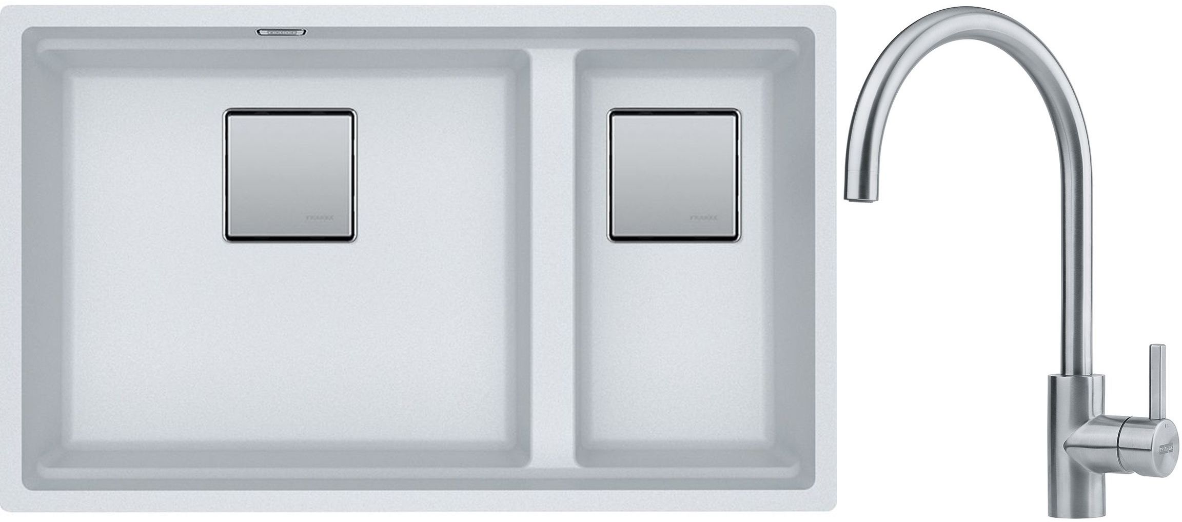 Készlet gránit mosogató Franke Kanon 125.0528.638, konyhai csaptelep Franke Eos 115.0590.044