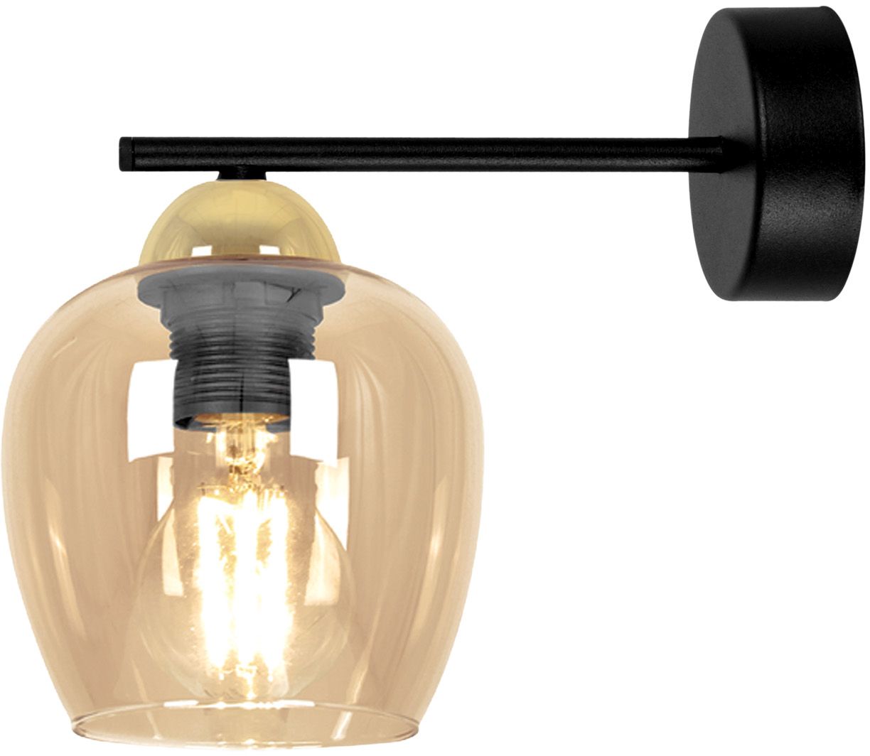 Kaja Tula oldalfali lámpa 1x15 W fekete-arany-borostyán K-5608