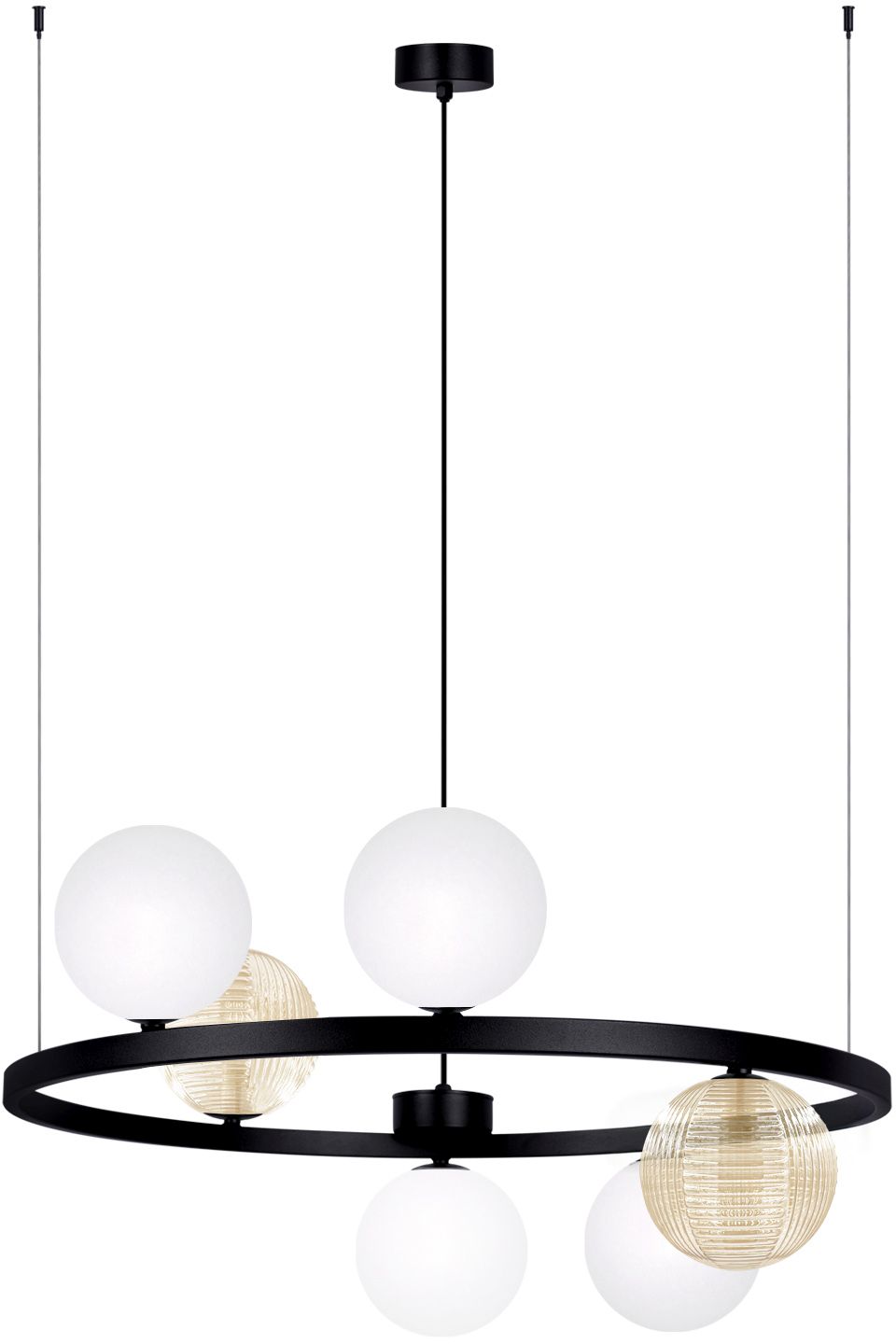 Kaja Saturno függőlámpa 6x10 W fehér-fekete-borostyán K-5695