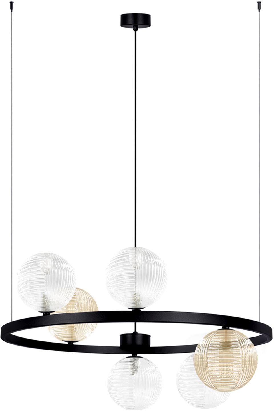 Kaja Saturno függőlámpa 6x10 W fekete-átlátszó-borostyán K-5697