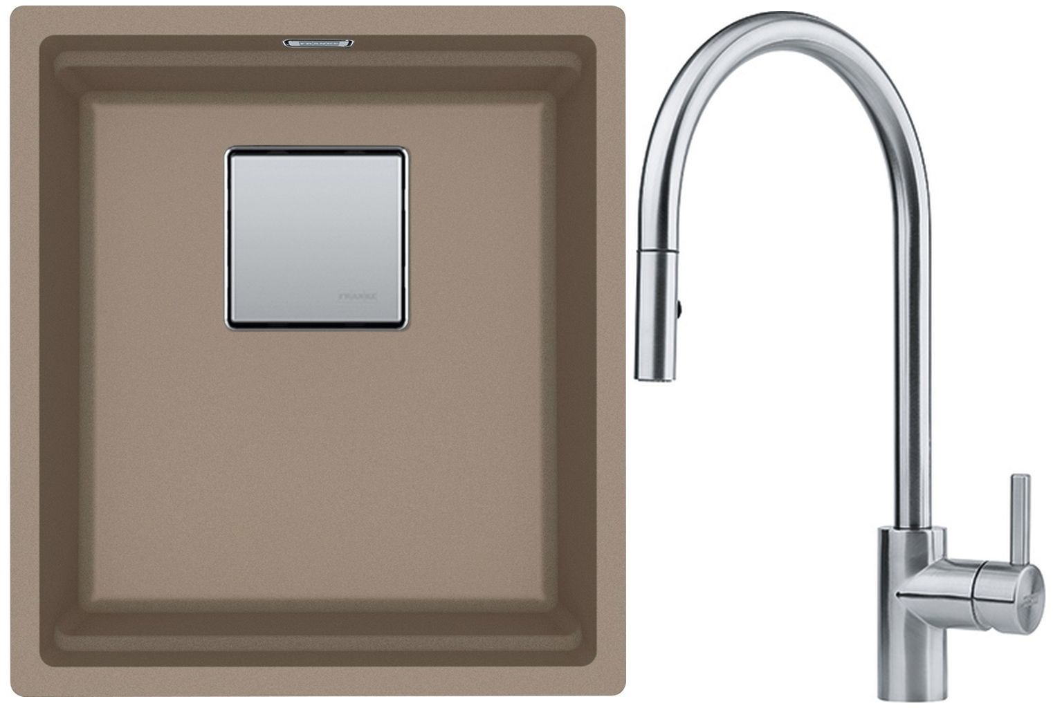 Készlet gránit mosogató Franke Kanon 125.0528.629, konyhai csaptelep Franke Eos 115.0590.045
