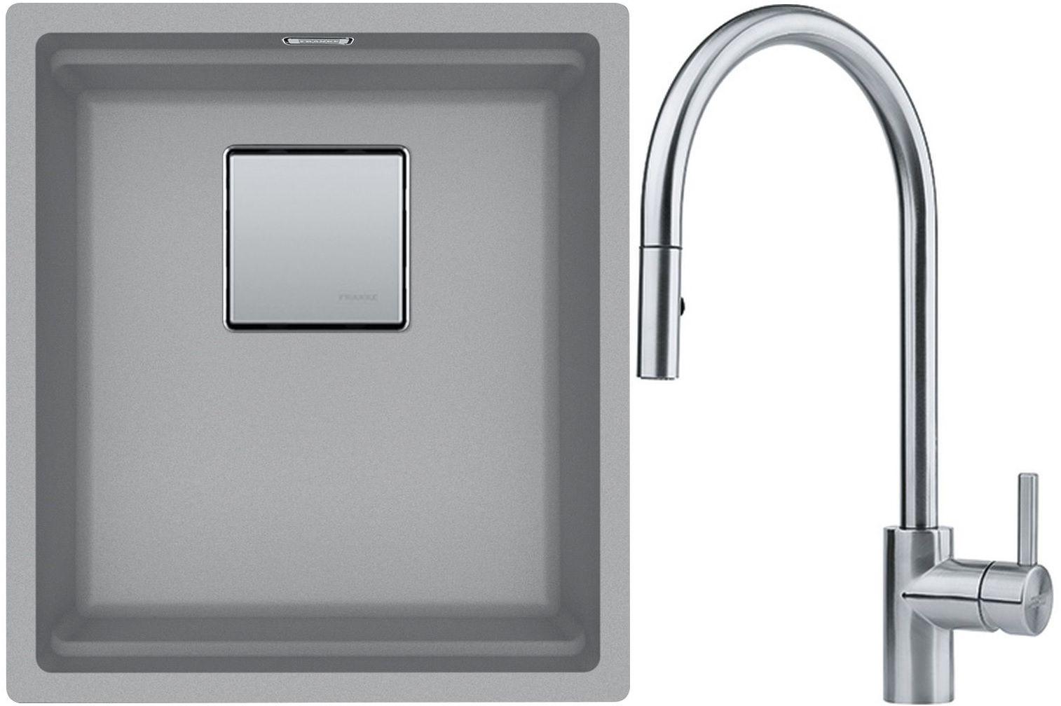 Készlet gránit mosogató Franke Kanon 125.0528.631, konyhai csaptelep Franke Eos 115.0590.045