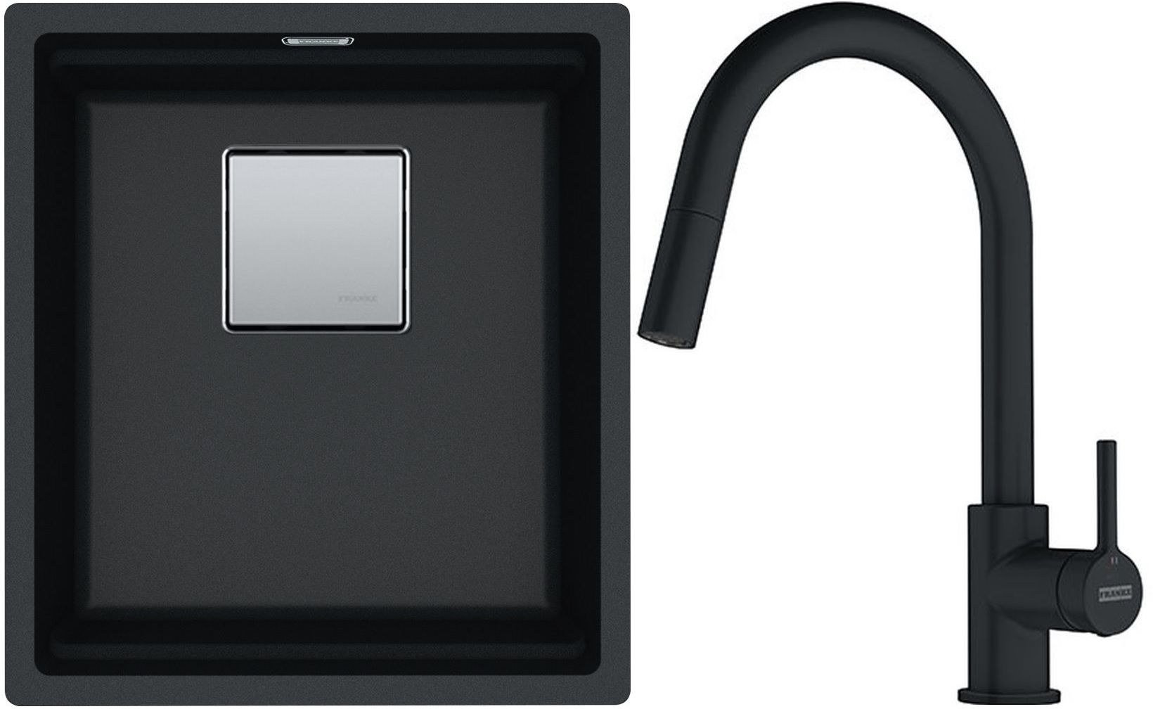 Készlet gránit mosogató Franke Kanon 125.0528.628, konyhai csaptelep Franke Lina 115.0626.053