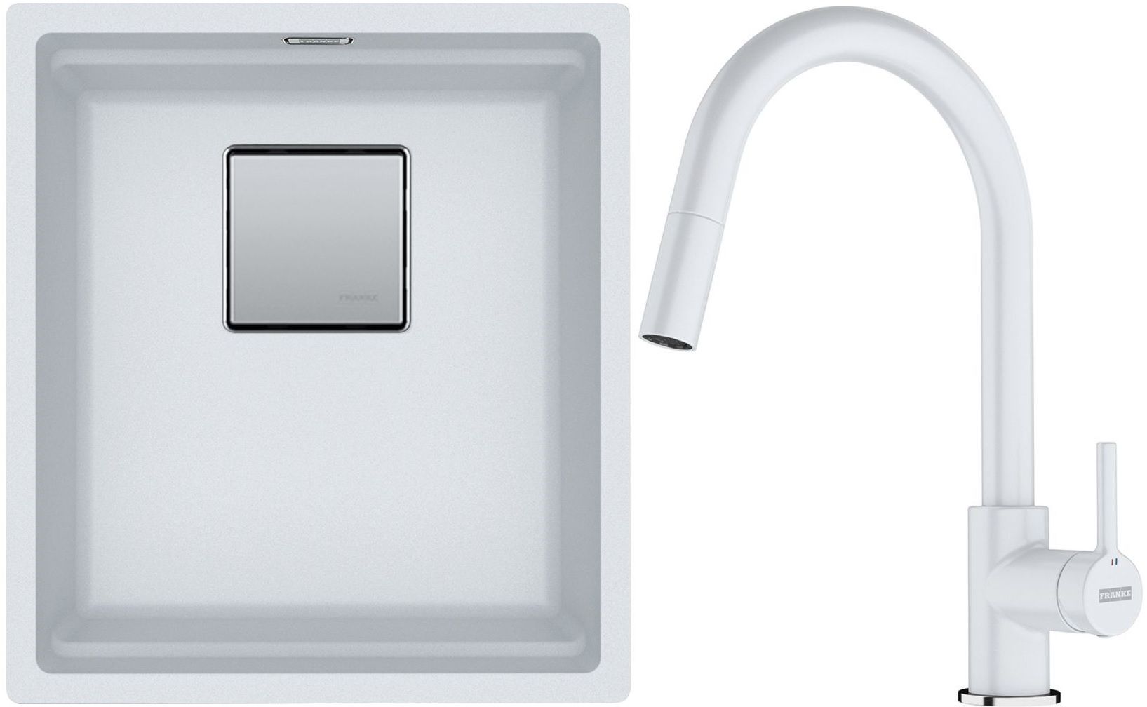 Készlet gránit mosogató Franke Kanon 125.0528.630, konyhai csaptelep Franke Lina 115.0626.081
