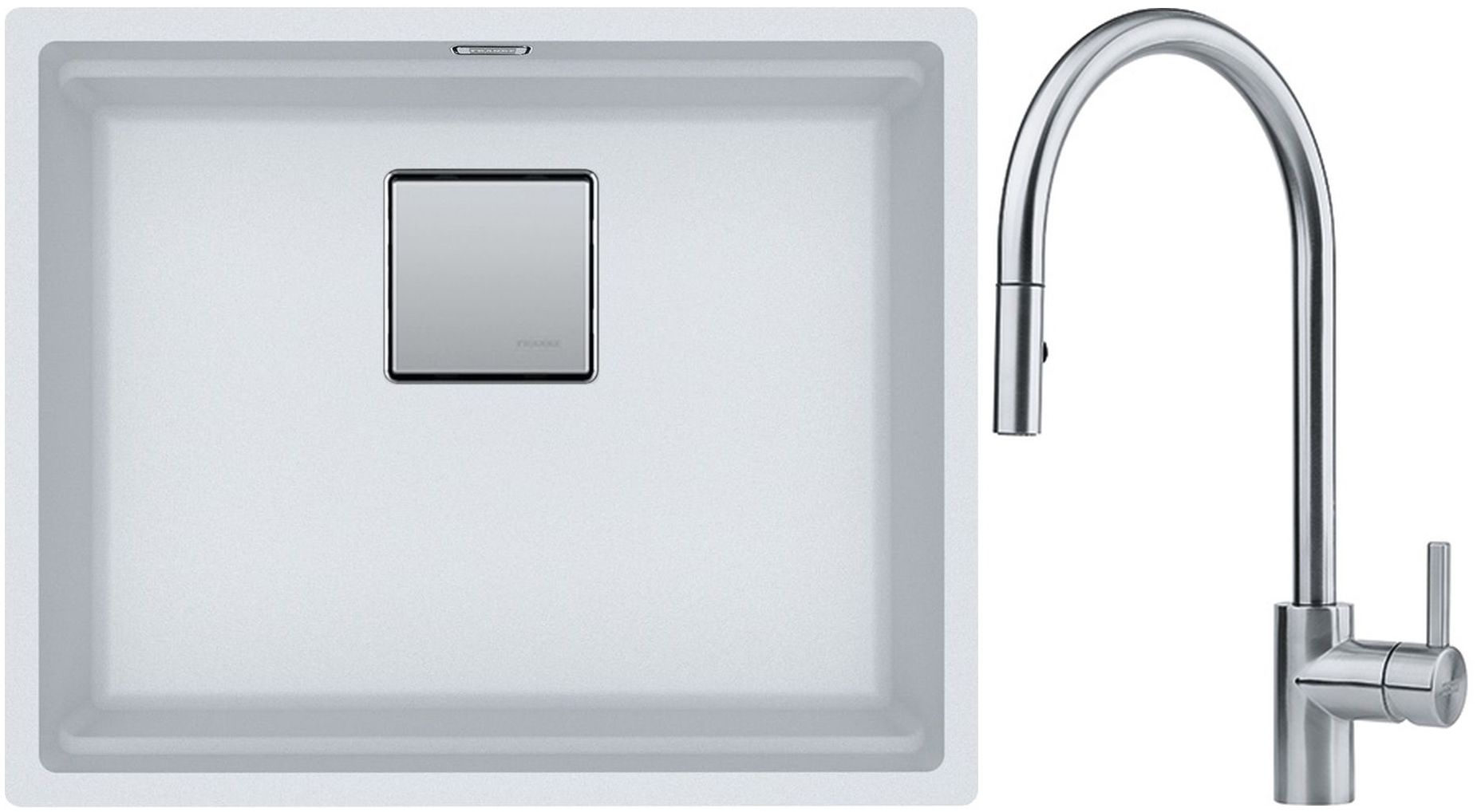 Készlet gránit mosogató Franke Kanon 125.0528.614, konyhai csaptelep Franke Eos 115.0590.045