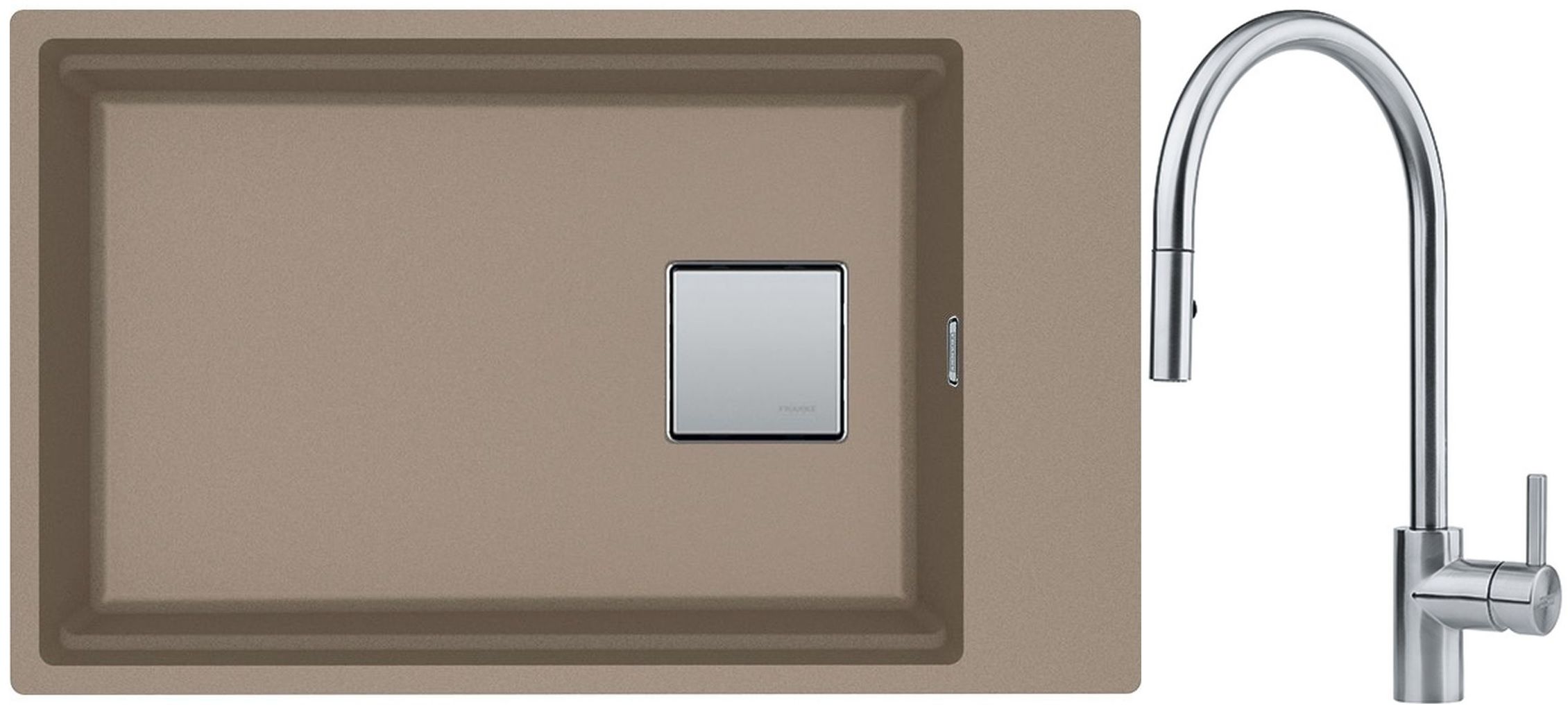 Készlet gránit mosogató Franke Kanon 125.0528.621, konyhai csaptelep Franke Eos 115.0590.045