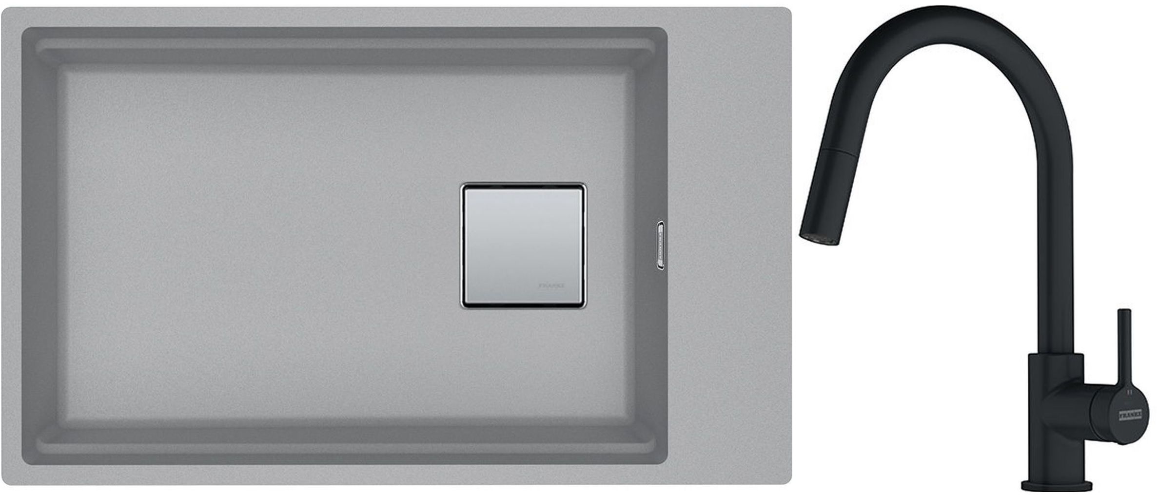 Készlet gránit mosogató Franke Kanon 125.0528.623, konyhai csaptelep Franke Lina 115.0626.053