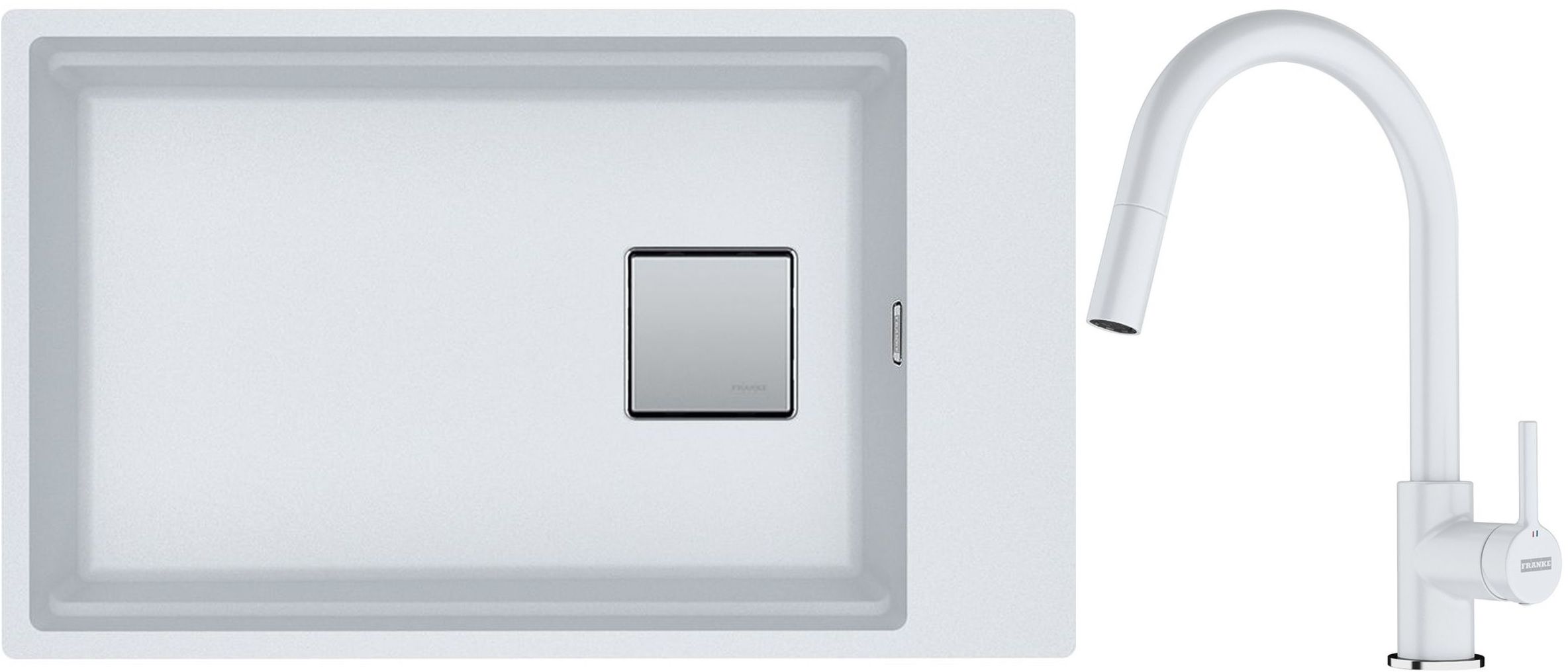 Készlet gránit mosogató Franke Kanon 125.0528.622, konyhai csaptelep Franke Lina 115.0626.081