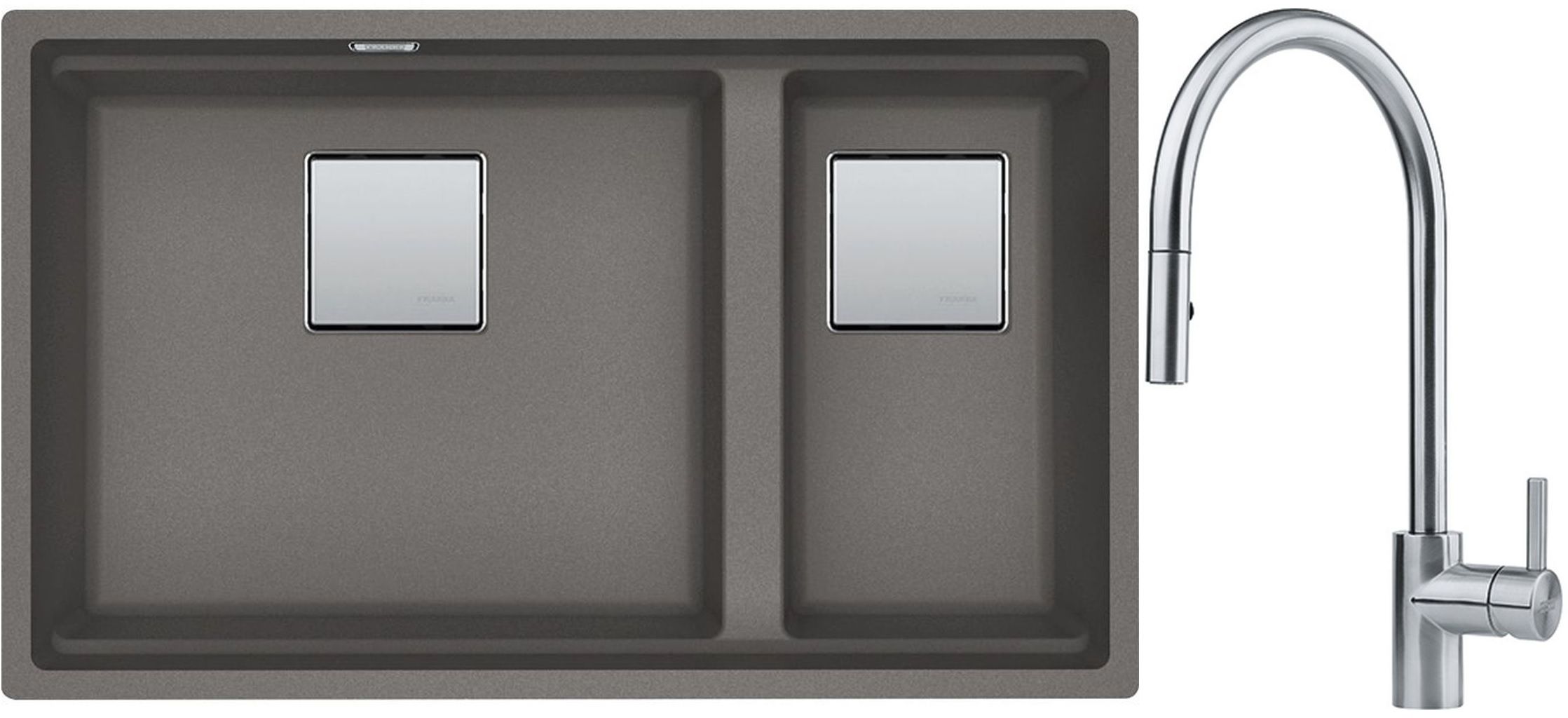 Készlet gránit mosogató Franke Kanon 125.0528.639, konyhai csaptelep Franke Eos 115.0590.045