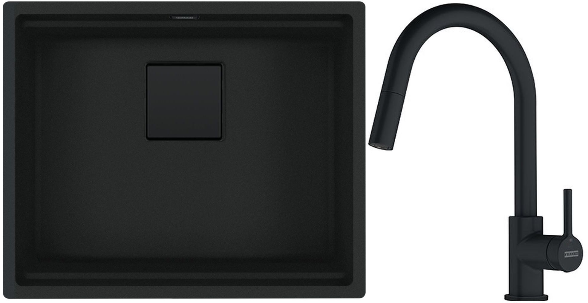 Készlet gránit mosogató Franke Kanon 125.0721.150, konyhai csaptelep Franke Lina 115.0626.053