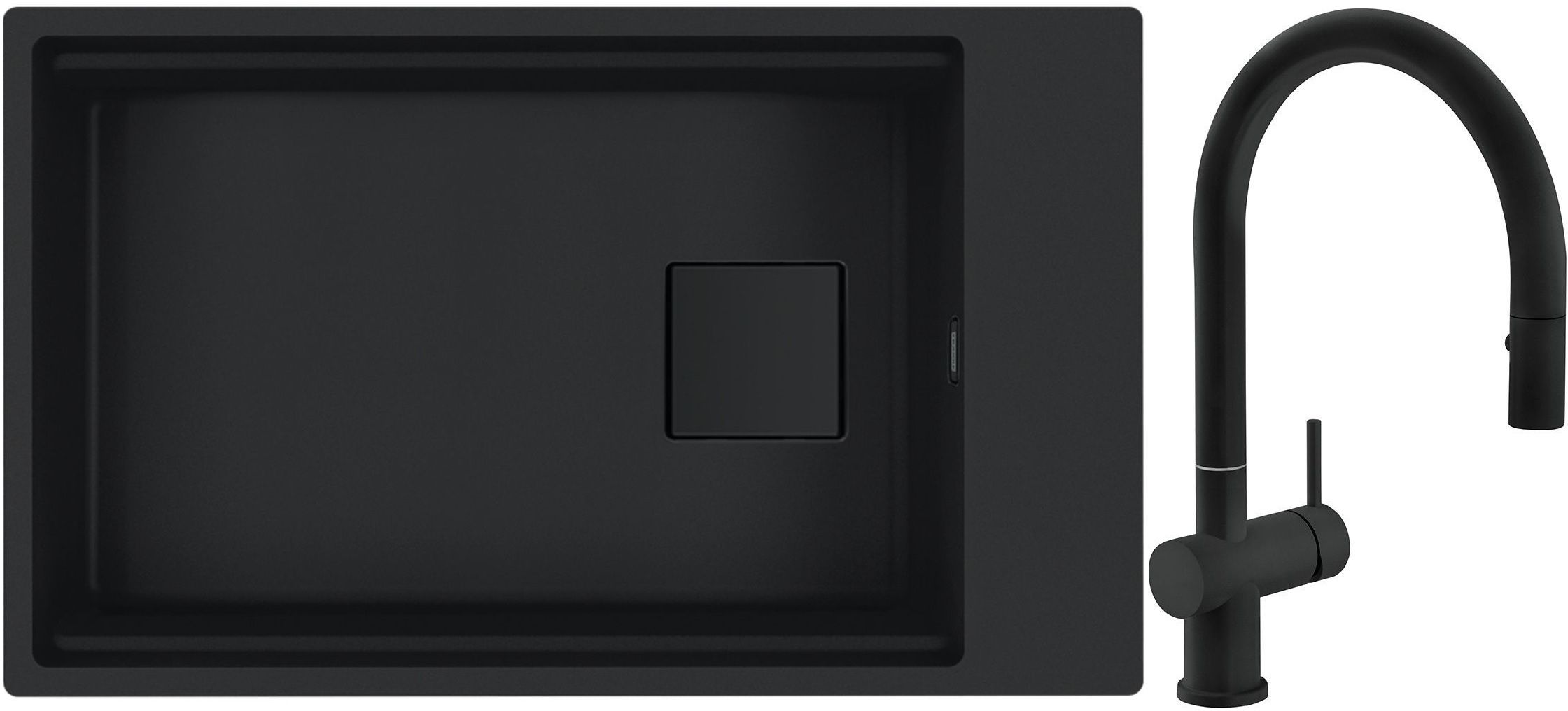 Készlet gránit mosogató Franke Kanon 125.0721.161, konyhai csaptelep Franke Active Neo 115.0653.404