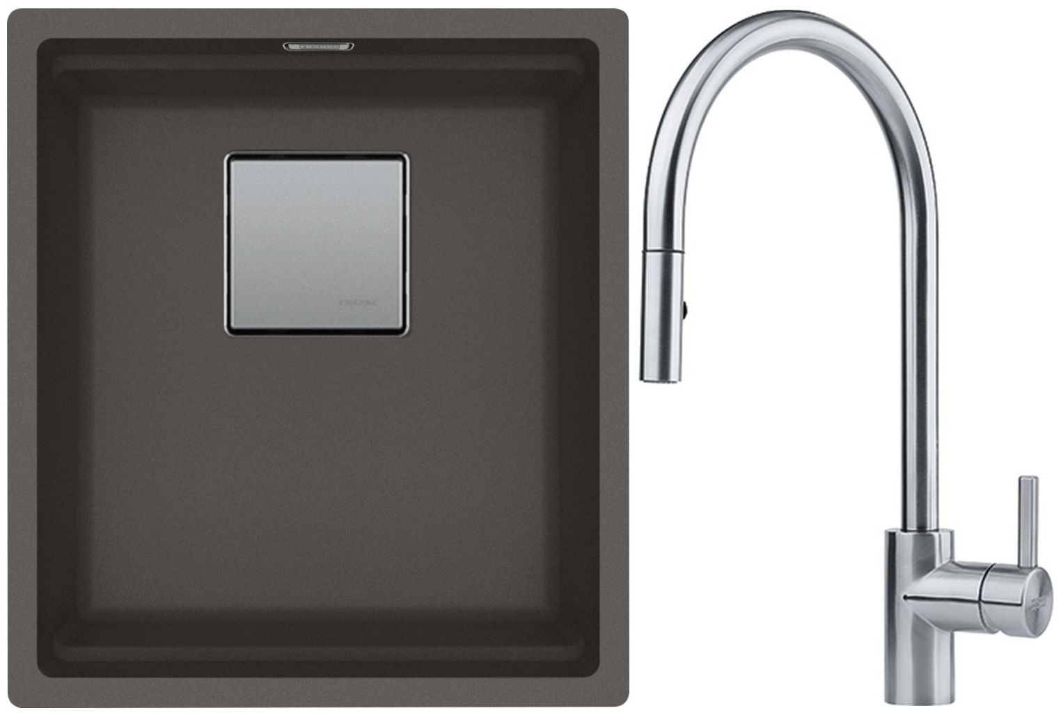Készlet gránit mosogató Franke Kanon 125.0716.370, konyhai csaptelep Franke Eos 115.0590.045
