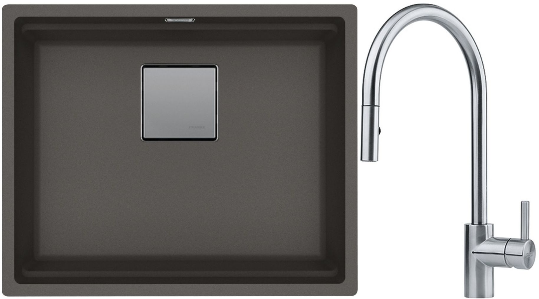 Készlet gránit mosogató Franke Kanon 125.0716.371, konyhai csaptelep Franke Eos 115.0590.045