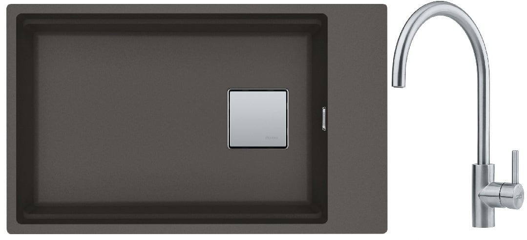 Készlet gránit mosogató Franke Kanon 125.0716.372, konyhai csaptelep Franke Eos 115.0590.044