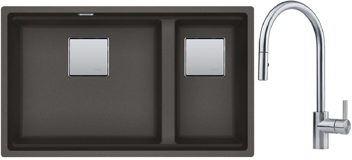 Készlet gránit mosogató Franke Kanon 125.0716.373, konyhai csaptelep Franke Eos 115.0590.045