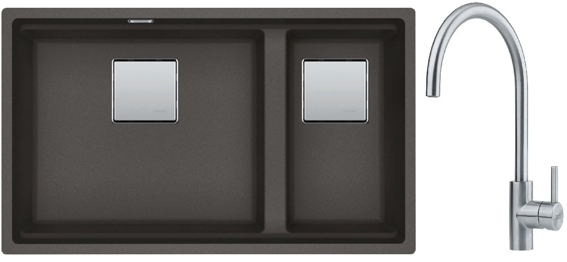Készlet gránit mosogató Franke Kanon 125.0716.373, konyhai csaptelep Franke Eos 115.0590.044