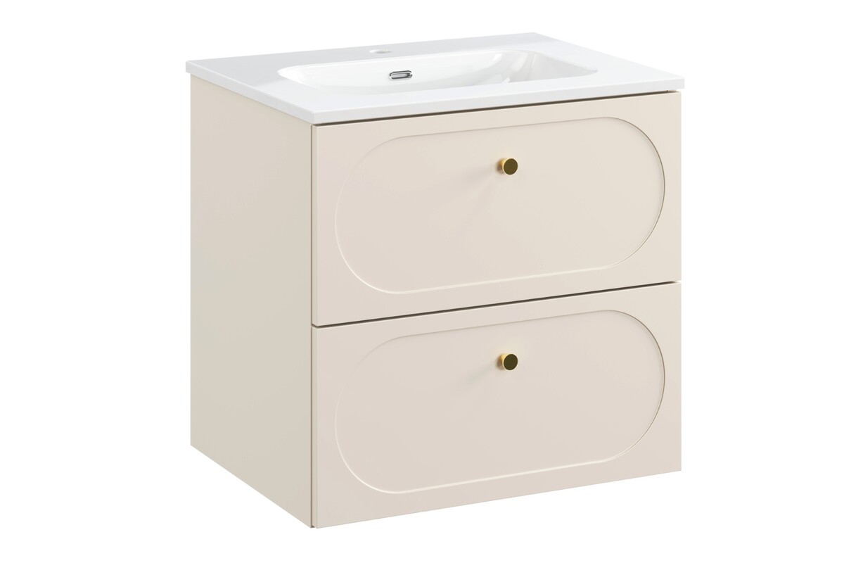 Készlet szekrény Comad Donna Sand DONNA SAND 82-60-46-2S, mosdótál Comad Fly FLY WHITE GLOSS UM 60-46 DP ( E-8073-60 )