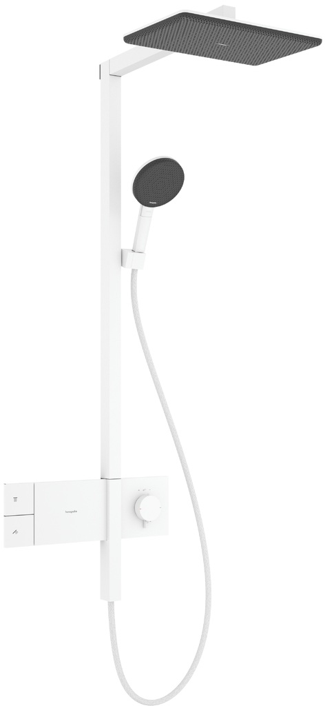 Hansgrohe Raindance Alive Q zuhany készlet fal termosztáttal trópusi zuhany opcióval fehér 24580700