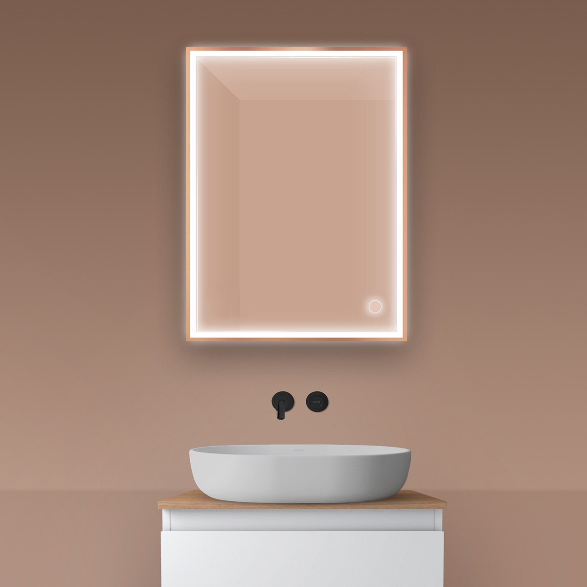 Oltens Nordlis tükör 60x80 cm négyszögletes világítással páramentesítő fóliával 64105610