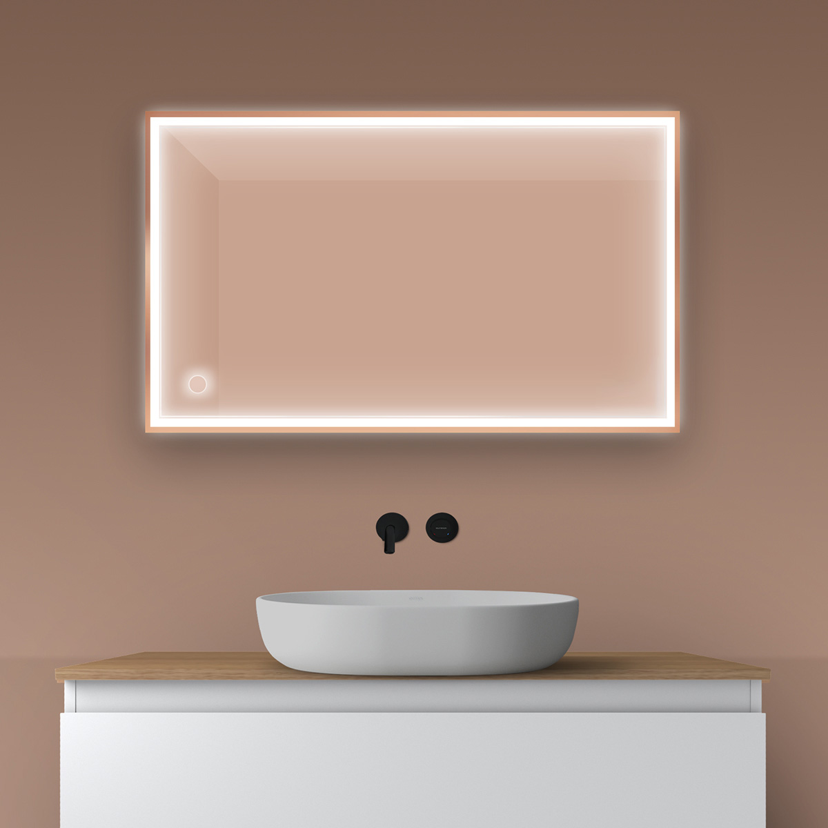 Oltens Nordlis tükör 60x100 cm négyszögletes világítással páramentesítő fóliával 64106610