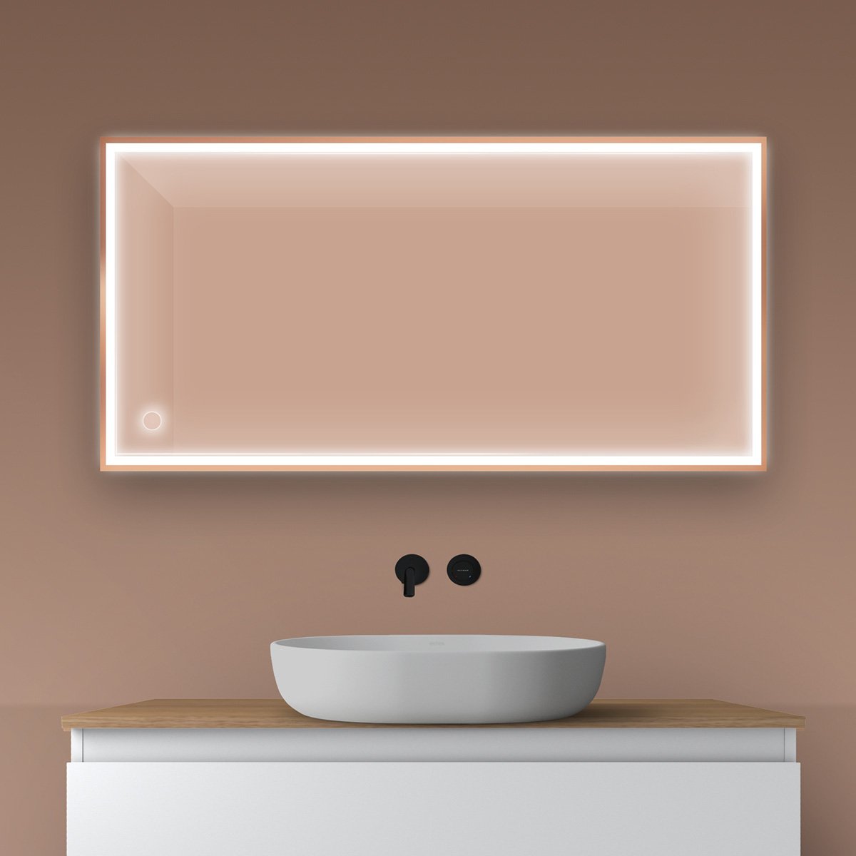 Oltens Nordlis tükör 60x120 cm négyszögletes világítással páramentesítő fóliával 64107610