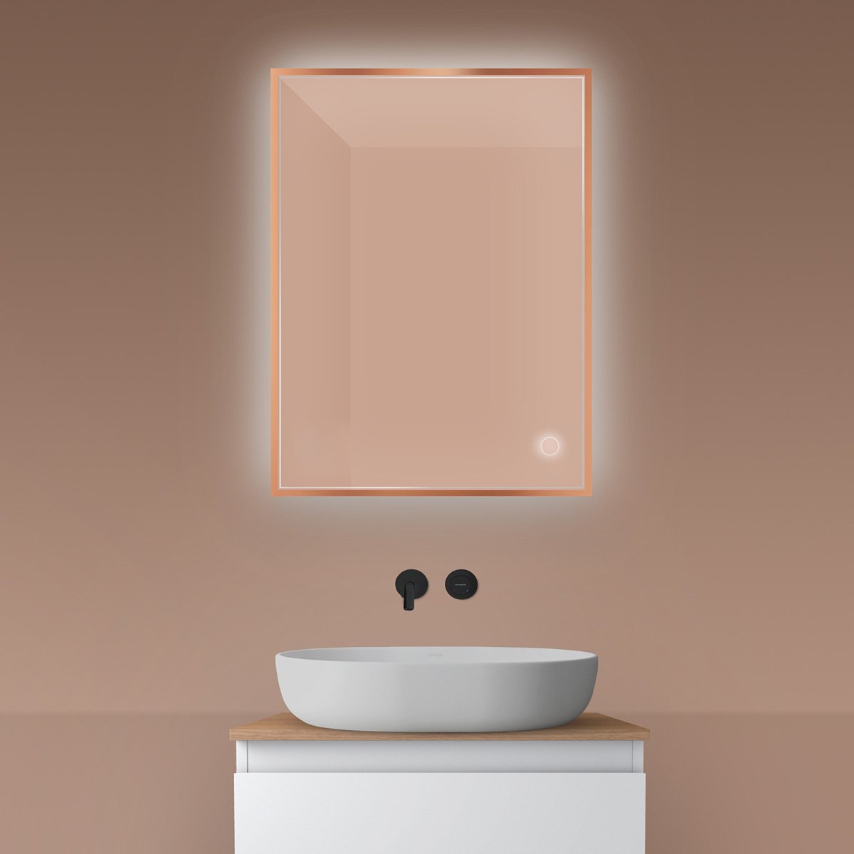 Oltens Nordlis tükör 60x80 cm négyszögletes világítással páramentesítő fóliával 64115610