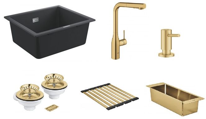Készlet konyhai csaptelep Grohe Essence 30270GN0, gránit mosogató Grohe K700 31654AP0, 40852GN0, 40856GN0, 40535GN0, 40997GN0