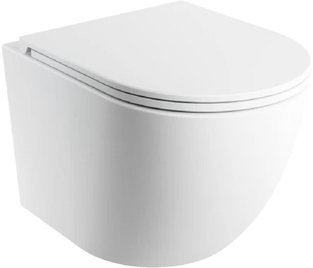 Omnires Ottawa wc csésze lassú záródású ülőkével függesztett perem nélkül mély öblítéssel fehér matt OTTAWASPMWBM