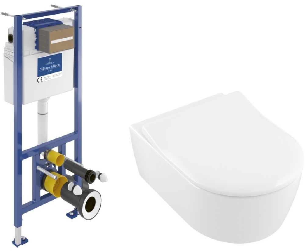 Készlet WC csésze Villeroy & Boch Avento 5656R001, beépíthető keret Villeroy & Boch ViConnect 92099600, 9M87S101