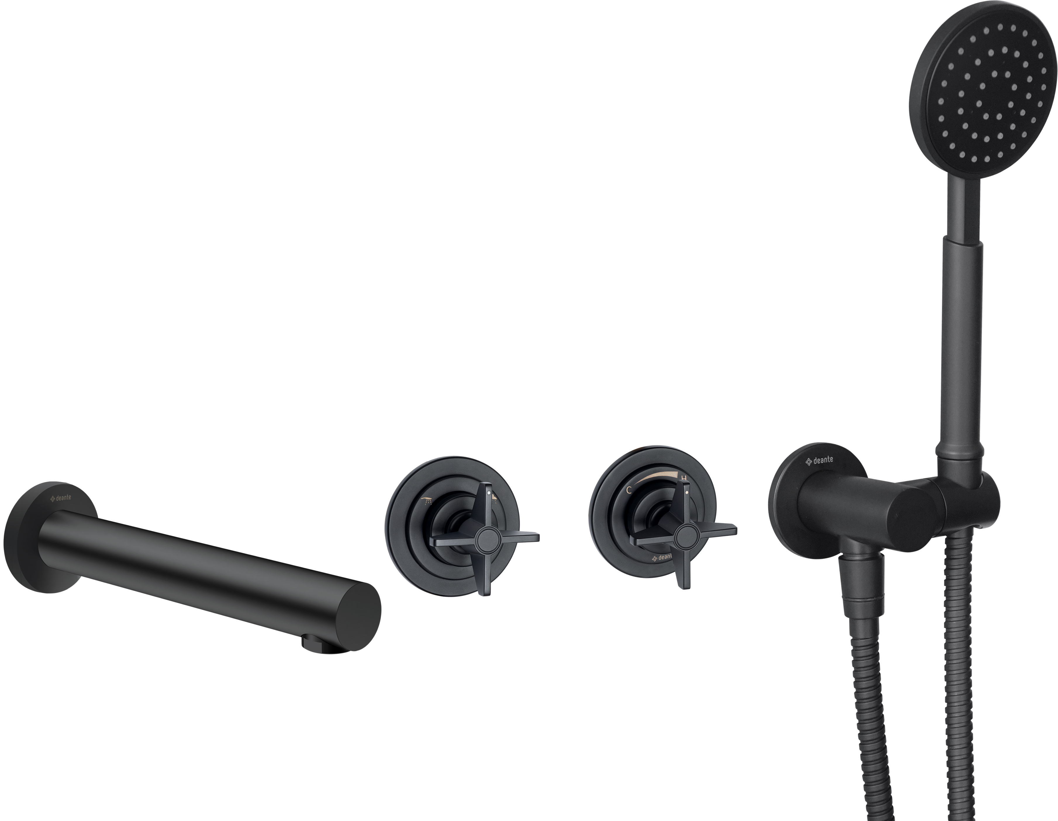 Deante Temisto kád és zuhany csaptelep süllyesztett fekete BQT_N18P