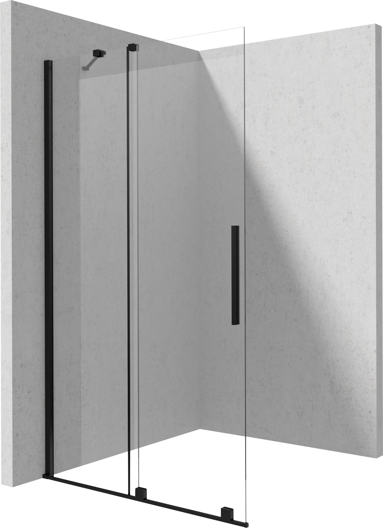 Deante Prizma zuhanykabin fal walk-in 140 cm fekete matt/átlátszó üveg KTJ_N34R
