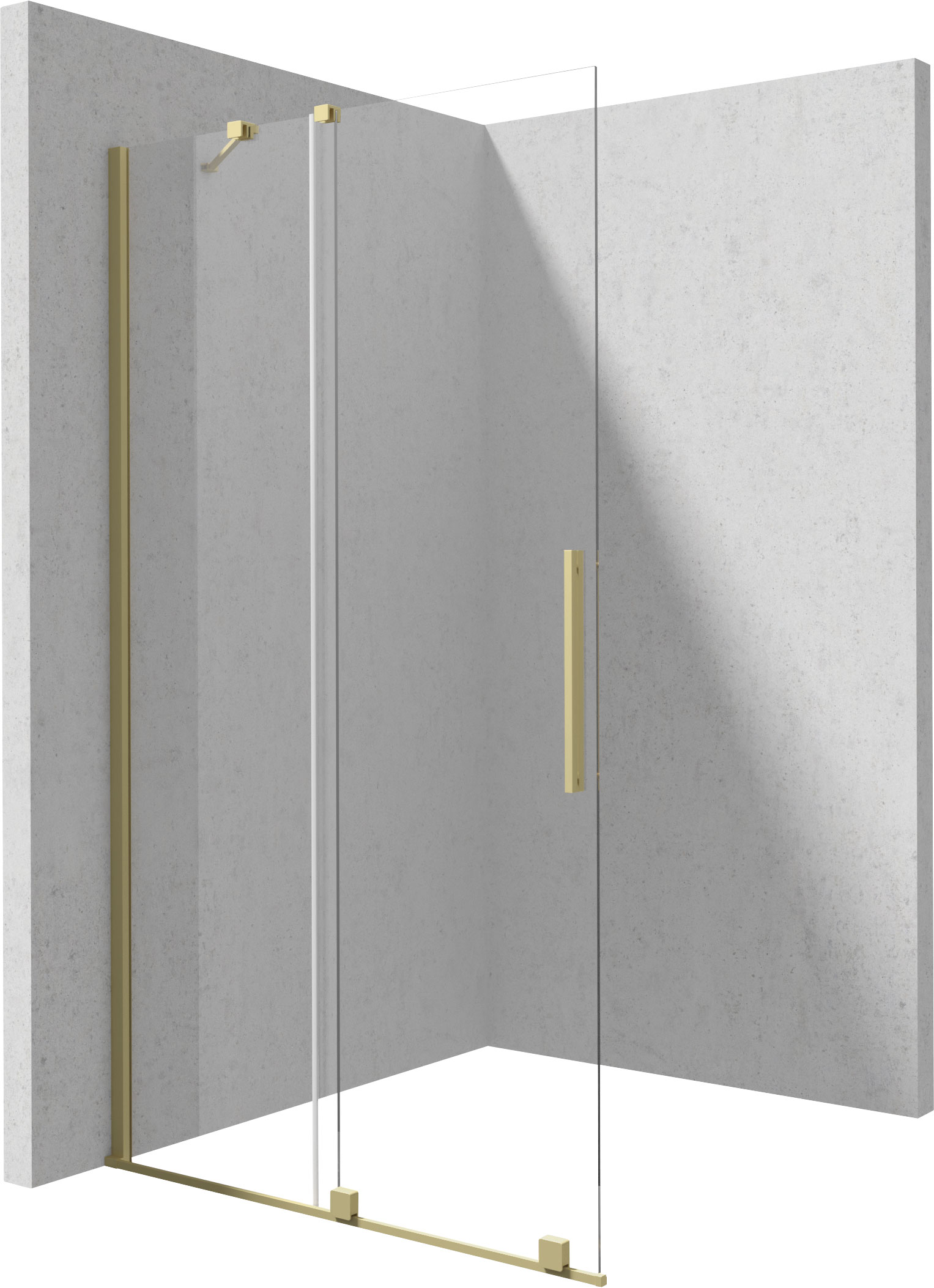 Deante Prizma zuhanykabin fal walk-in 140 cm arany csiszolt/átlátszó üveg KTJ_R34R