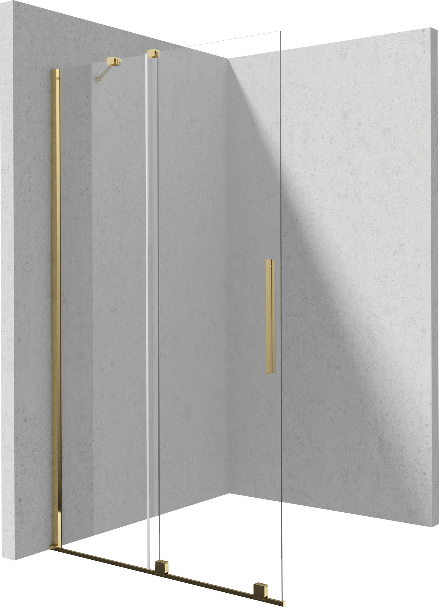 Deante Prizma zuhanykabin fal walk-in 140 cm arany fényes/átlátszó üveg KTJ_Z34R