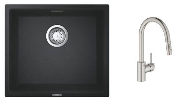 Készlet konyhai csaptelep Grohe Concetto 31483DC2, gránit mosogató Grohe K700 31653AP0