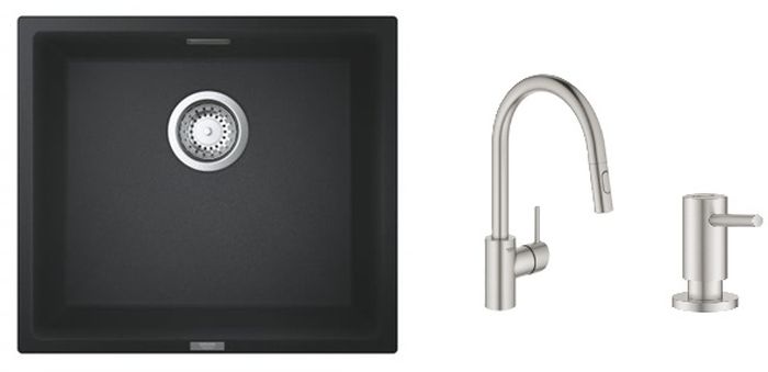 Készlet konyhai csaptelep Grohe Concetto 31483DC2, gránit mosogató Grohe K700 31653AP0, 40535DC0