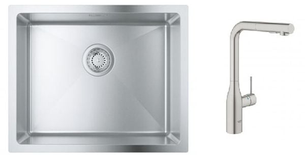 Készlet konyhai csaptelep Grohe Essence 30270DC0, acél mosogató Grohe K700 31574SD1