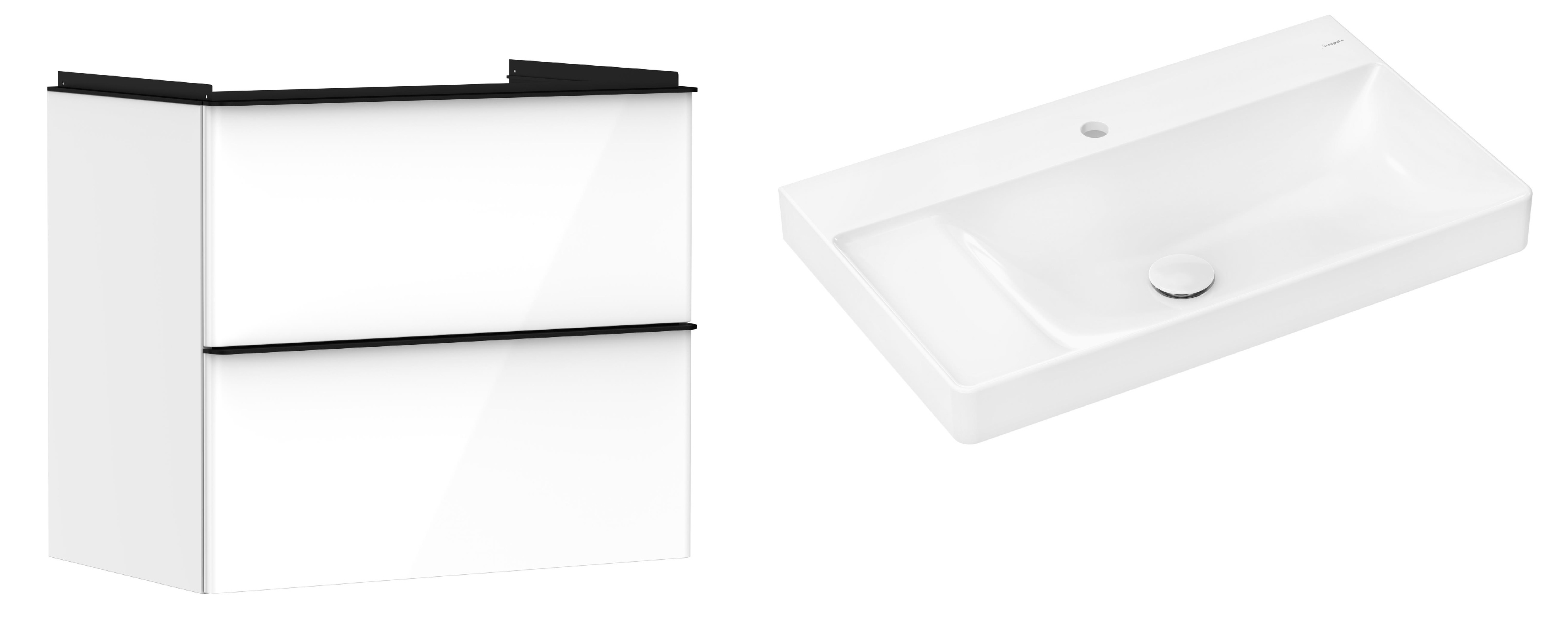 Készlet szekrény Hansgrohe Xelu Q 54027670, mosdótál Hansgrohe Xelu Q 61030450