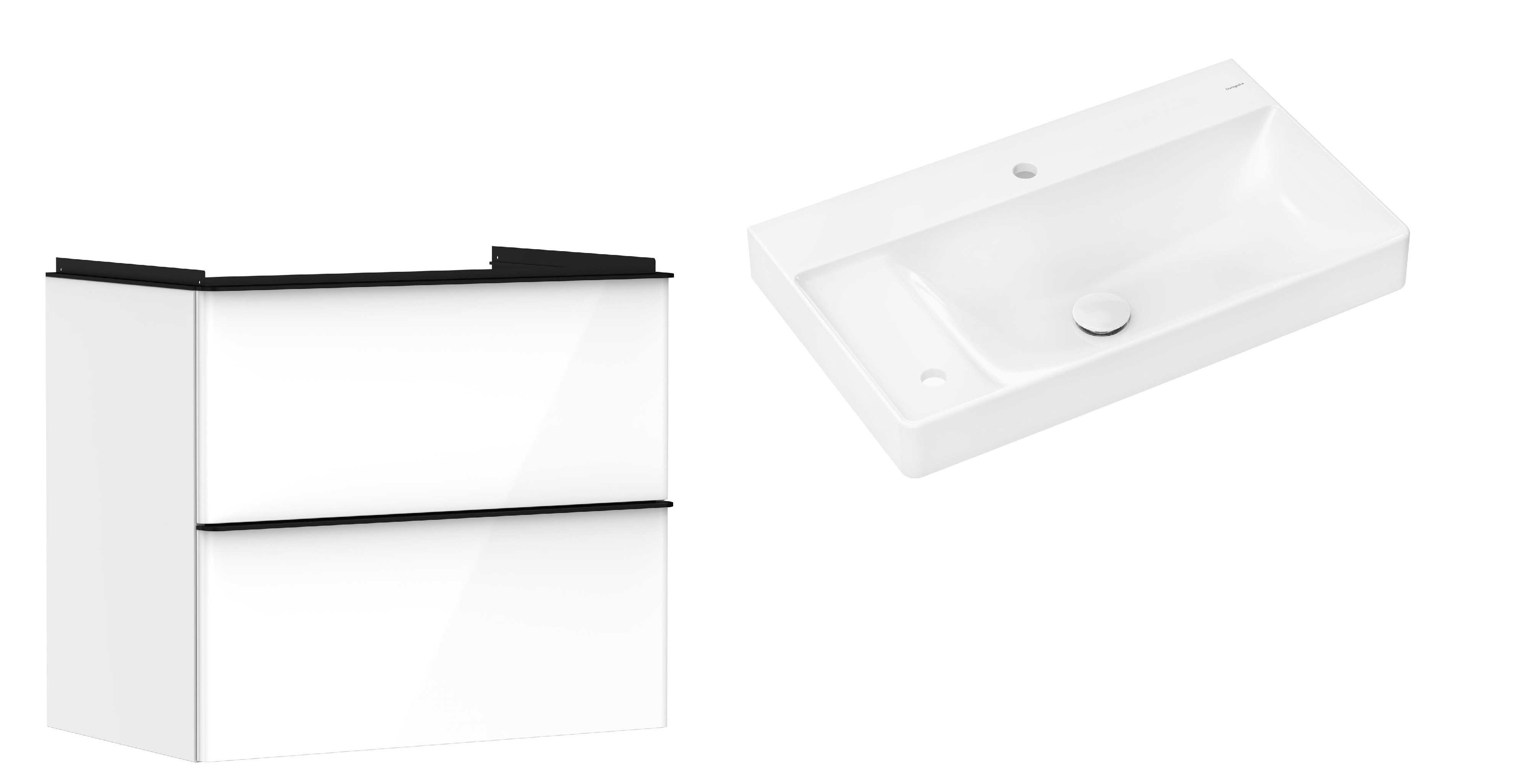 Készlet szekrény Hansgrohe Xelu Q 54027670, mosdótál Hansgrohe Xelu Q 61031450