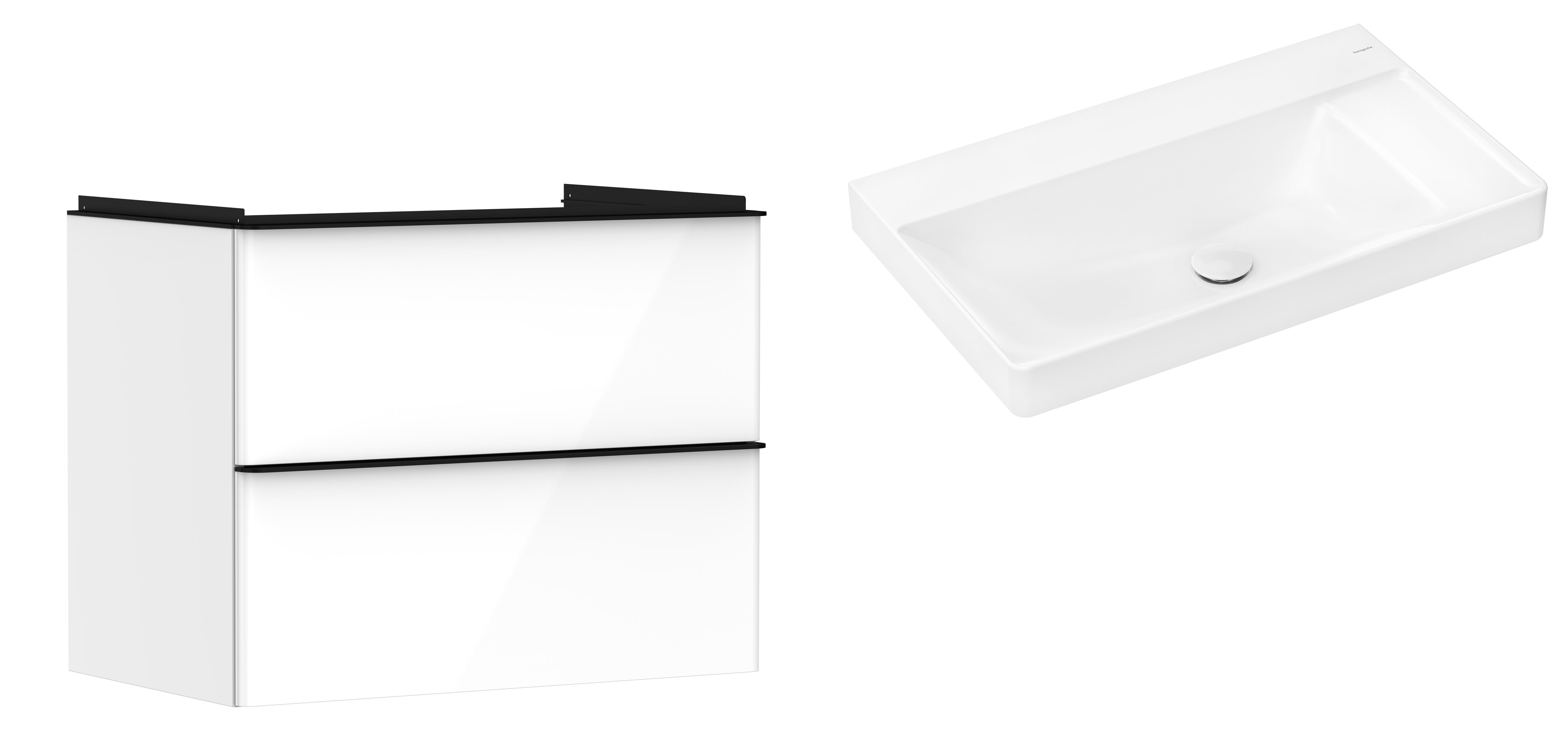 Készlet szekrény Hansgrohe Xelu Q 54027670, mosdótál Hansgrohe Xelu Q 61026450