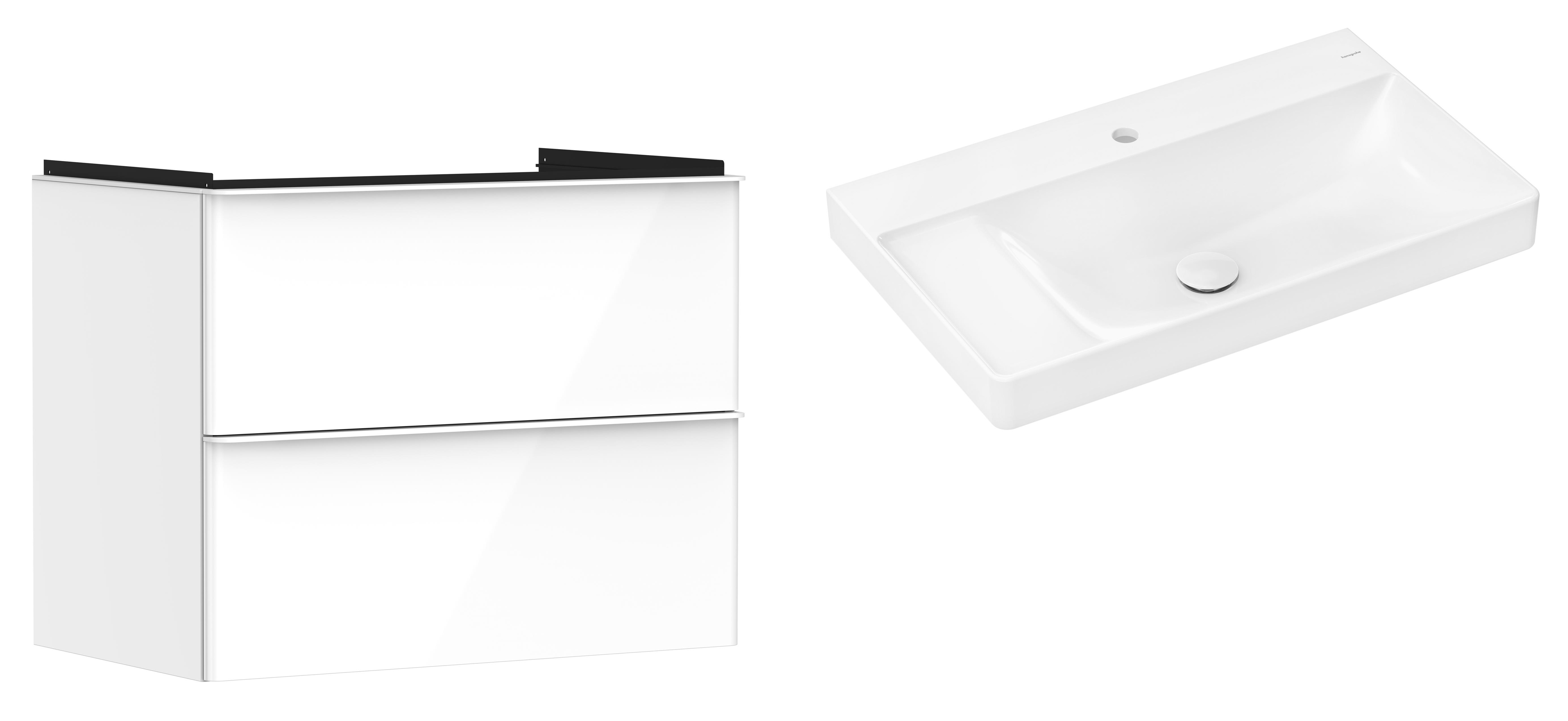 Készlet szekrény Hansgrohe Xelu Q 54027700, mosdótál Hansgrohe Xelu Q 61030450
