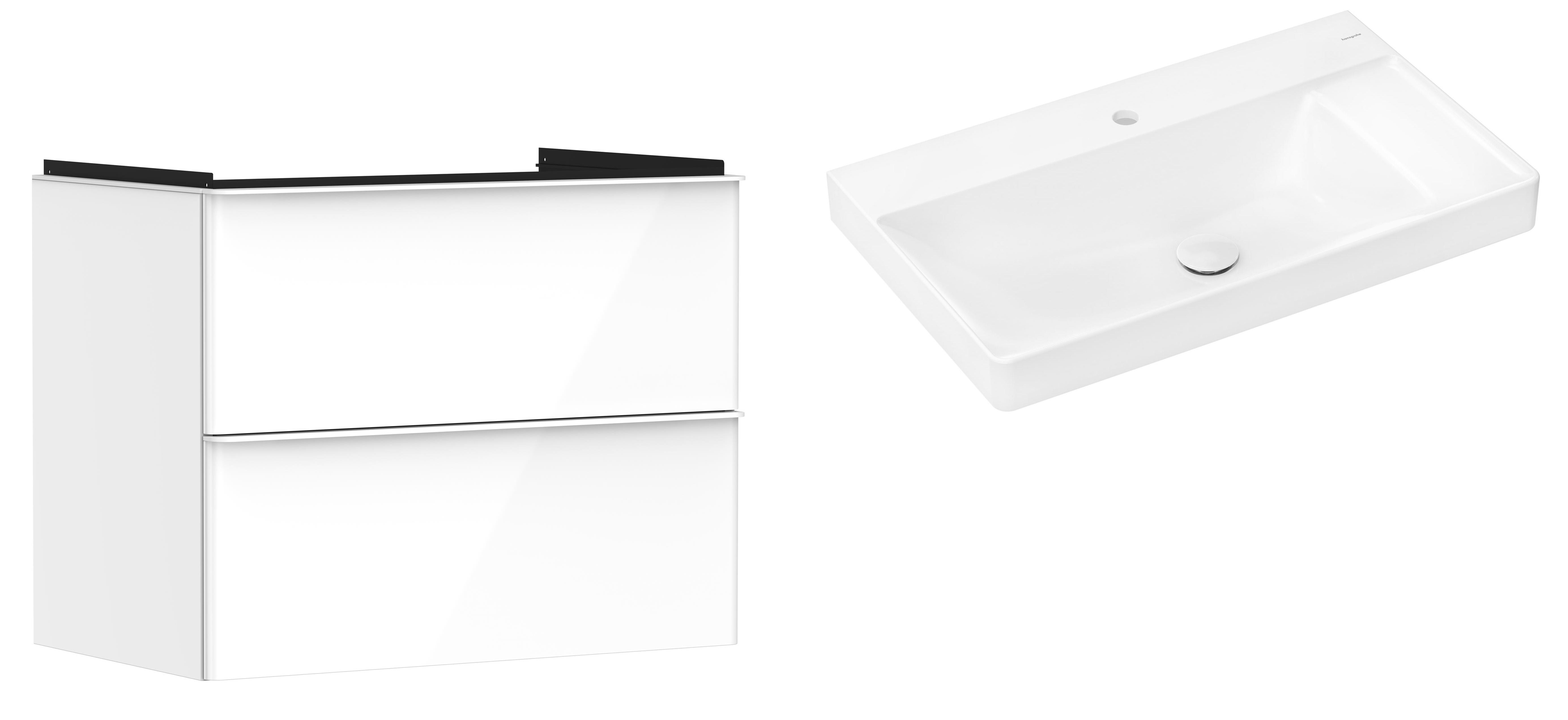 Készlet szekrény Hansgrohe Xelu Q 54027700, mosdótál Hansgrohe Xelu Q 61024450