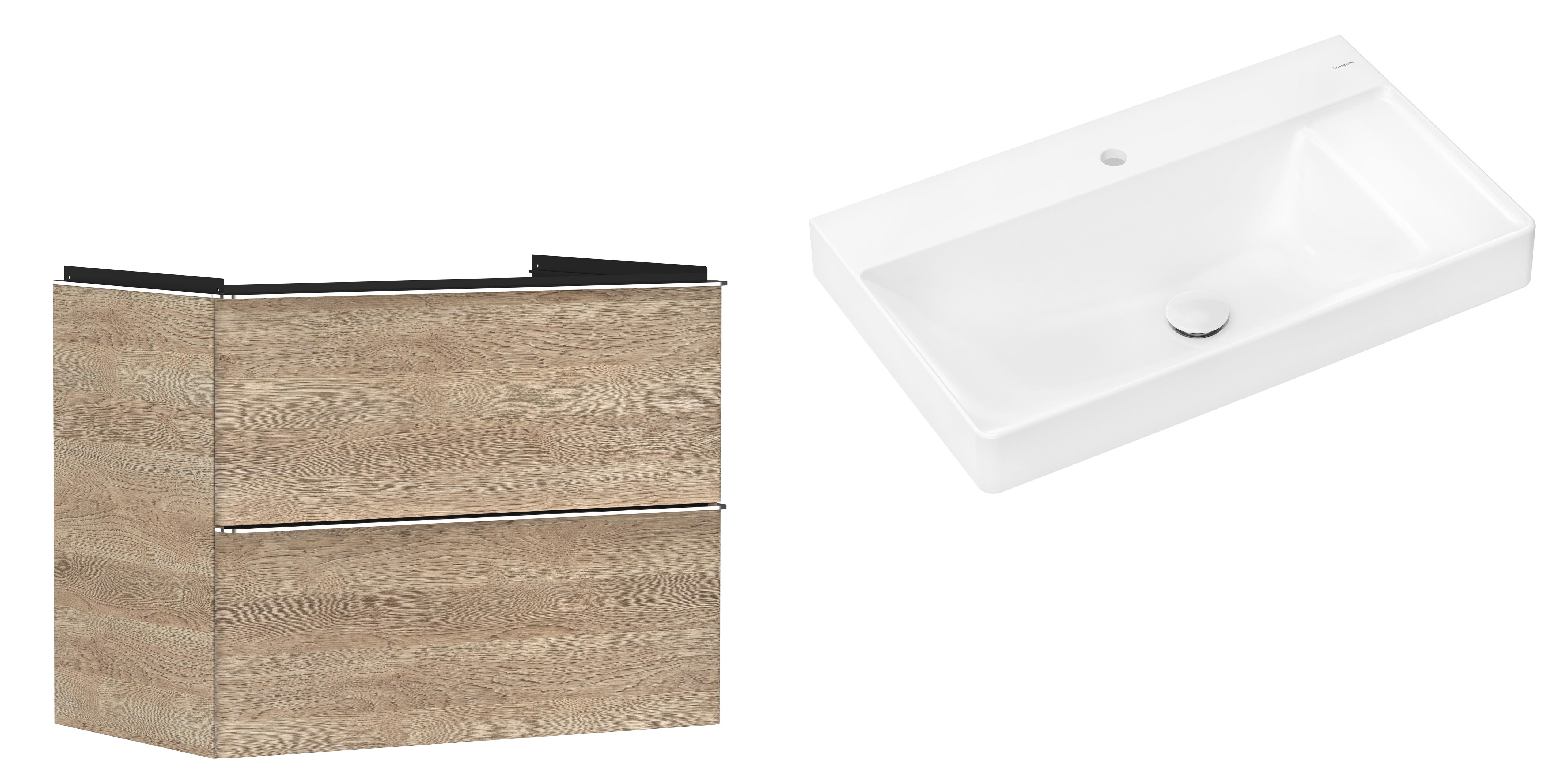 Készlet szekrény Hansgrohe Xelu Q 54029000, mosdótál Hansgrohe Xelu Q 61024450